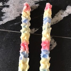 Rainbow drip candles